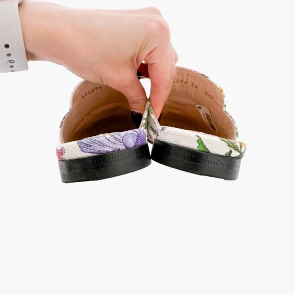 Gucci Princetown Horsebit Loafer Mule EU 36 US 6 White Multicolor Floral Canvas - Picture 6 of 12